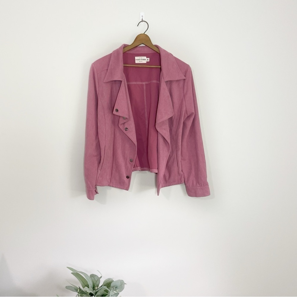 [Common Threads] Women's Pink Snap Button Down Biker Moto Casual Jacket